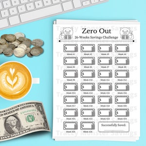 Zero Out 26 Weeks Savings Challenge Tracker | Zero Out Savings Challenge | Zero Out | Money Savings Challenge | Bi-Weekly Savings Challenge