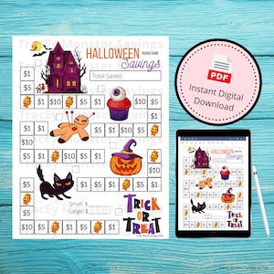 Juego de mesa de desafío de ahorro de Halloween / Escalofriante, espeluznante y aterrador / Descarga digital instantánea / Archivo PDF / Imprimible / Truco o trato / Juegos