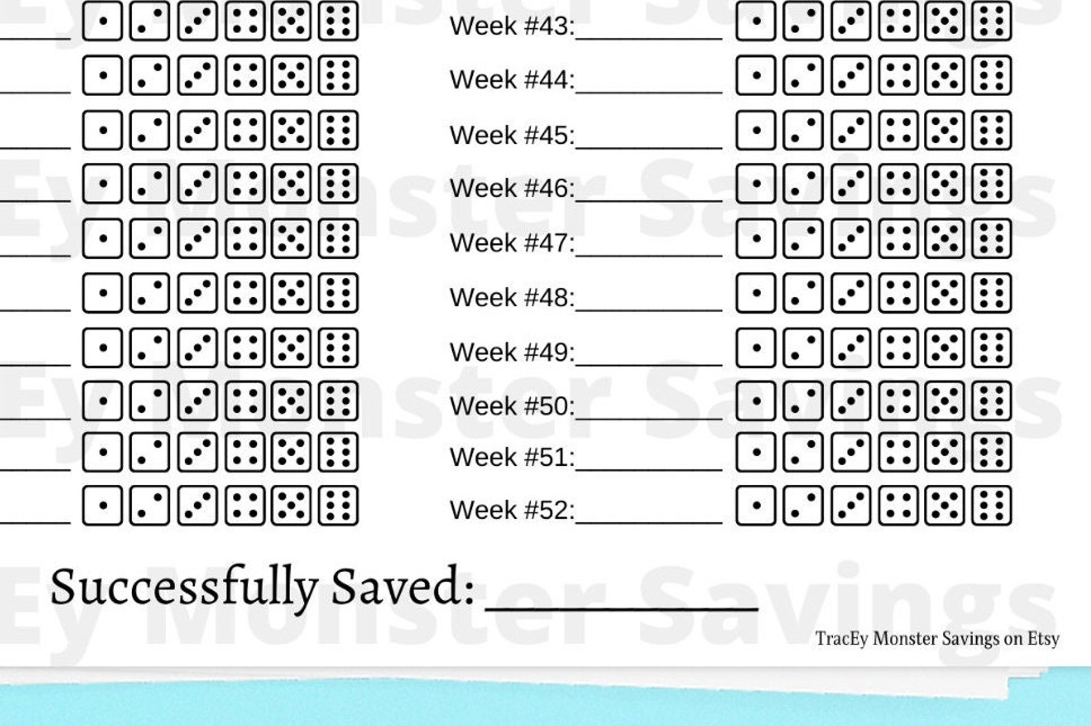 Roll the Dice Savings Challenge Tracker 52 Weeks Money Etsy Canada