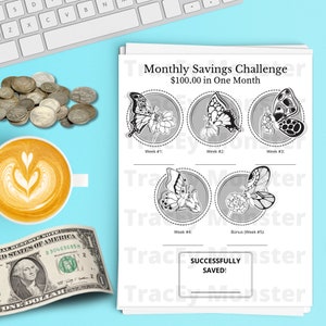 Butterflies #1 Themed Money Savings Challenge Tracker | Savings Challenge | Monthly Savings Challenge | 100 Savings Challenge
