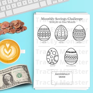 Easter Themed Money Savings Challenge & Tracker | Savings Challenge | Monthly Savings Challenge | 100 Savings Challenge | Weekly Challenge