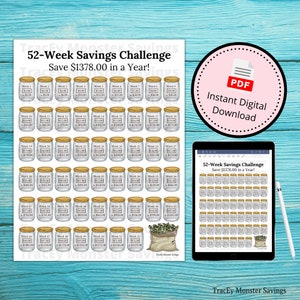 52-Week Savings Challenge & Tracker - Color | 52-Weeks | Yearly Savings Challenge | Money Saving Challenge