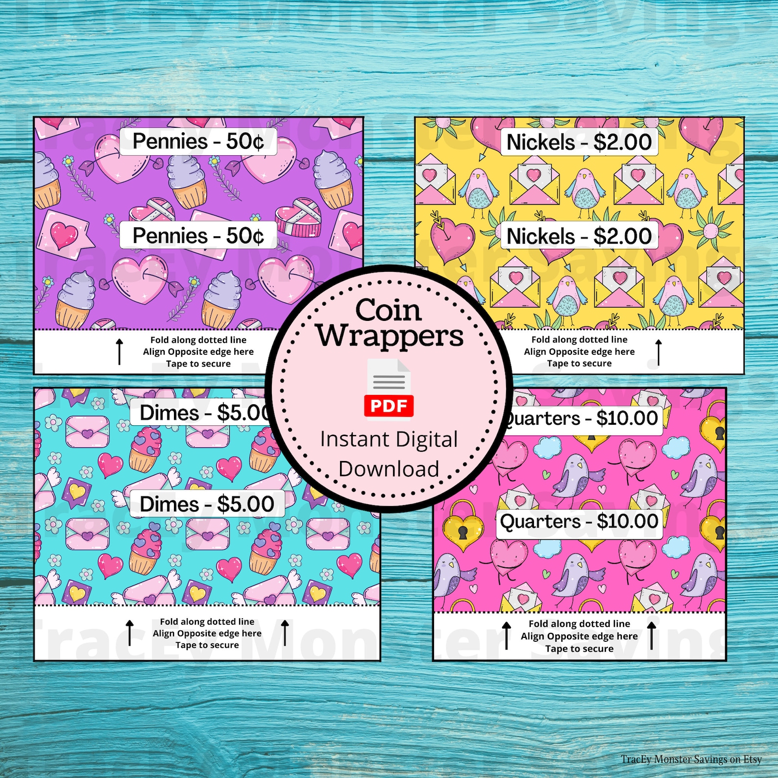 Money Wrapper Design Coin Roll Wrappers for US Currency - Valentines | Assembly Required ...