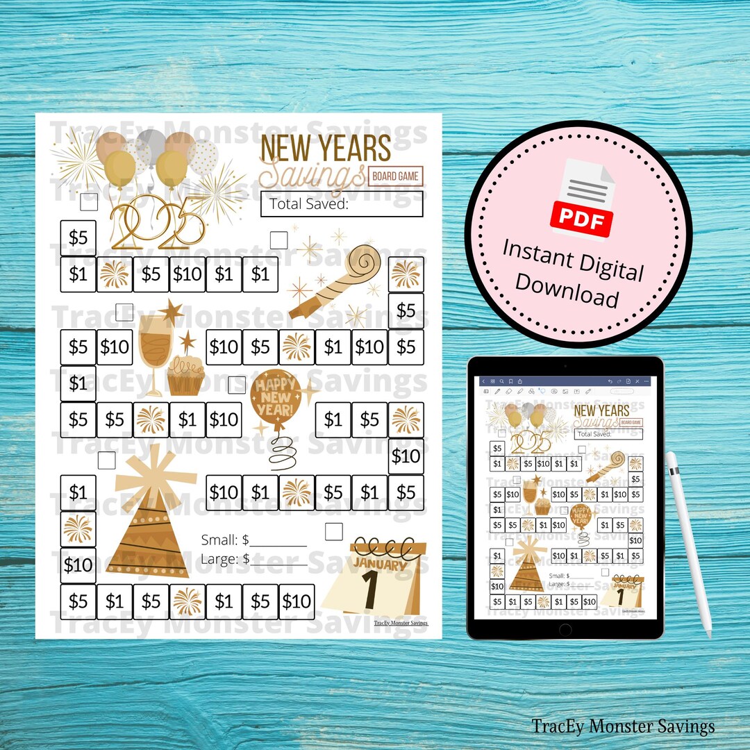 New Years Savings Challenge Board Game | 2025 New Year | Instant ...