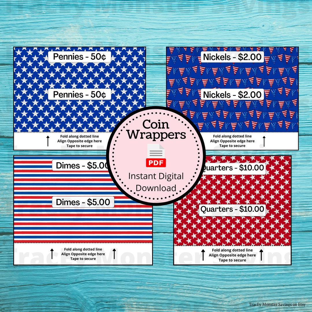 Coin Roll Wrappers for US Currency Independence Day Assembly Required Custom Change Wrapper 4th