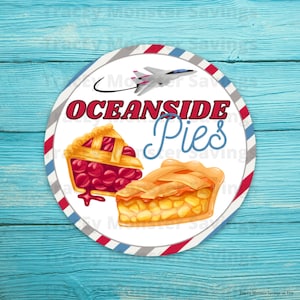 Oceanside Pies Vinyl Round 3&quot; Sticker | Brand NEW | Peel & Stick Backing | Free Shipping | San Diego County | Tourist Destination | Dessert