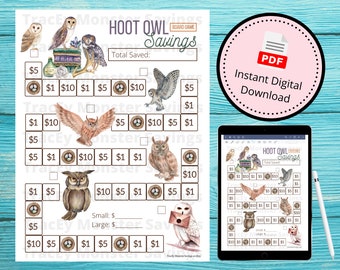 Hoot Owl Savings Challenge Board Game | Owls | Instant Digital Download | PDF File | Printable | Saving Money | Financial Freedom | Birds