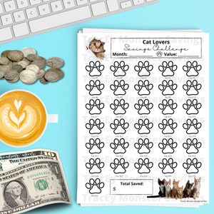Savings Challenge Tracker - Cat Lovers | Daily Challenge | PDF File Format | Instant Download | Printable | Print from Home | Digital | Cats