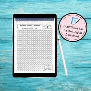 Quarter Savings Challenge Tracker for GoodNotes 5 | Saving Quarters | Coins | Digital Budget Planner AddOn Insert | Instant Digital Download