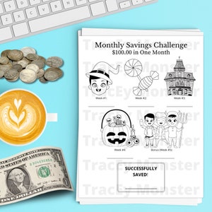 Halloween Themed Money Savings Challenge Tracker | Savings Challenge | Monthly Savings Challenge | 100 Savings Challenge / Weekly Challenge