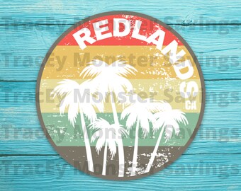Redlands California Flat Vinyl Round 3" Matte Magnet - White Palms Font | Inland Empire CA | Brand NEW | Free Shipping