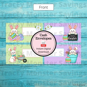 Hoppy Easter Cash Envelopes w/ Transaction Register Assembly Required Money Savings Envelope Bunny Rabbit Holiday March April