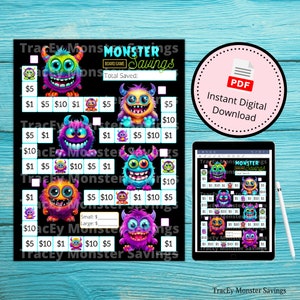 Monster Savings Challenge Board Game | Instant Digital Download | PDF File | Printable | Print from Home | Halloween | Monsters | Blacklight