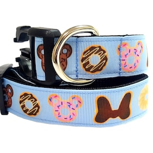 EXCLUSIVE - Disney Donuts Dog Collar, Disney Dog Collar, Disney Snacks Dog Collar, Donuts, 3/4&quot; & 1&quot;  thick collar, adjustable collar, leash