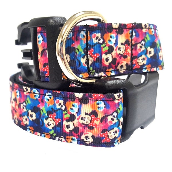 Mickey Mouse, Minnie Mouse, Goofy, Donald Duck, Disney Characters Dog Collar, Disney Dog Collar, 1" thick collar, adjustable collar