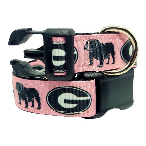 Georgia Football Dog Collar, College Football Team Dog Collar, Dog Collar, adjustable collar, 3/4" or 1" thickness, matching leash available