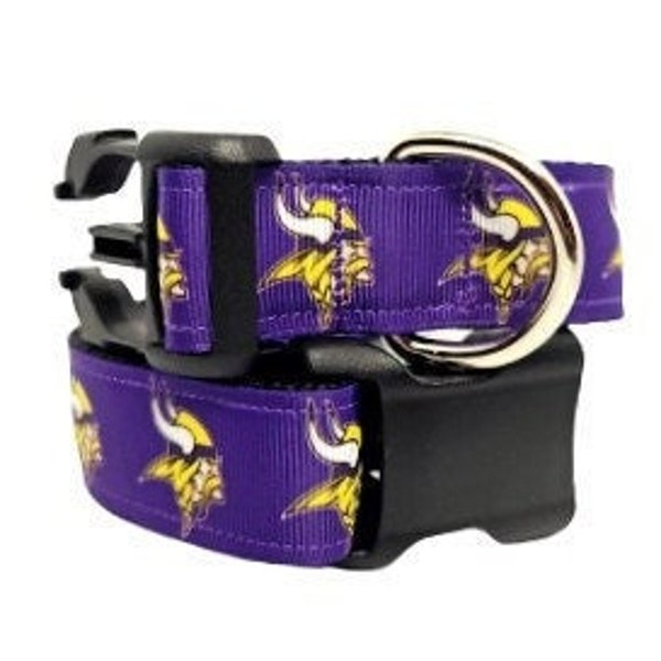 Minnesota Vikings Dog Collar, Football Dog Collar, NFL Dog Collar, Pet Collar, Dog Collar, 1" thick, adjustable collar