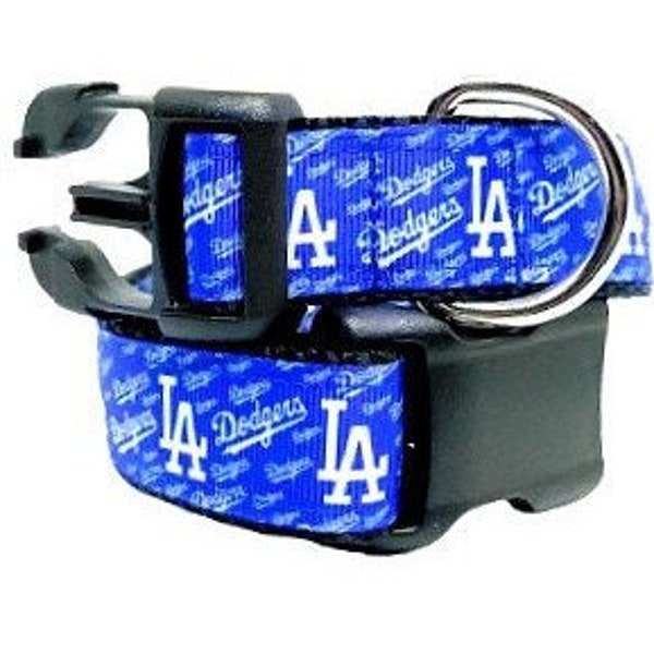 Los Angeles Dodgers Dog Collar, Dodgers Collar, MLB Dog Collar, Baseball Dog Collar, Dog Collar, 1" thick, adjustable collar, leash