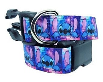 Stitch Dog Collar, Lilo and Stitch Dog Collar, Disney Dog Collar, Disney Movie Collar, 3/4&quot; & 1&quot; thick collar, adjustable collar, leash