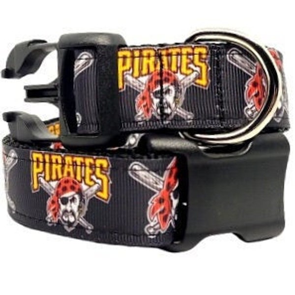 Pittsburgh Pirates Dog Collar, MLB Dog Collar, Baseball Dog Collar, Dog Collar, 1" thick, adjustable collar