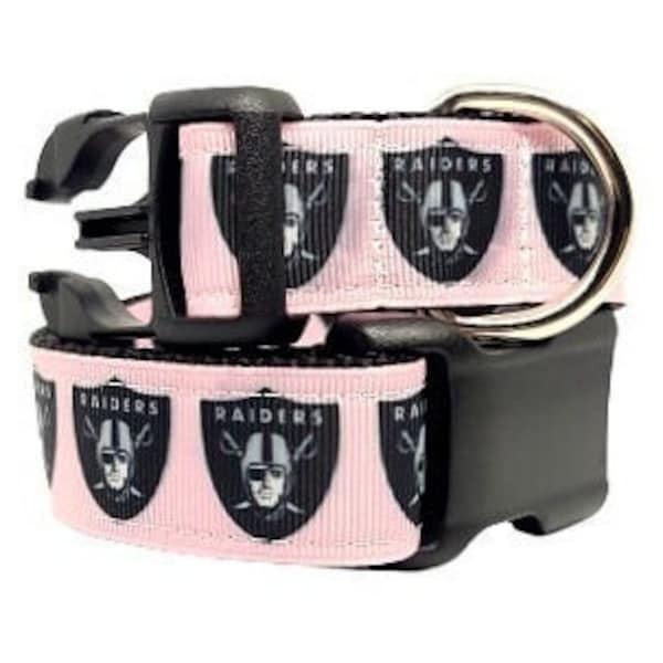 Pink Las Vegas Raiders Dog Collar, Football Dog Collar, NFL Dog Collar, AFC Dog Collar, Pet Collar, Dog Collar, 1" thick, adjustable collar