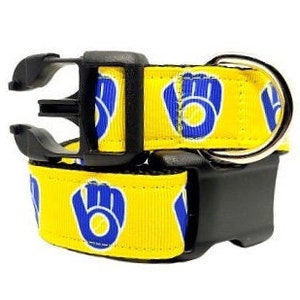 Milwaukee Brewers Dog Collar, MLB Dog Collar, Baseball Dog Collar, Dog Collar, 1" thick, adjustable collar