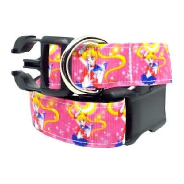 Sailor Moon Dog Collar, Anime Dog Collar, Japanese Dog Collar, Cartoon Dog Collar, TV Show Dog Collar,  1" thick, adjustable collar