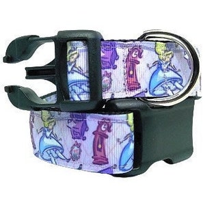 Alice in Wonderland Dog Collar, Disney Dog Collar, Wonderland Dog Collar, Disney Movie Dog Collar, 1" thick collar, adjustable collar, leash