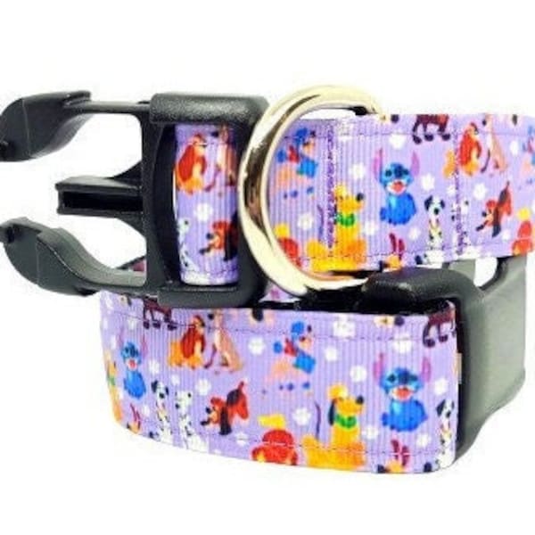 Dooney Disney Dogs Dog Collar, Disney Dog Characters, Disney Dog Collar, 3/4" & 1" thick collar, adjustable collar, matching leash