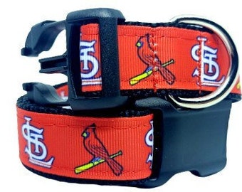 St Louis Cardinals Dog Collar, MLB Dog Collar, Baseball Dog Collar, Dog Collar, 1" thick, adjustable collar