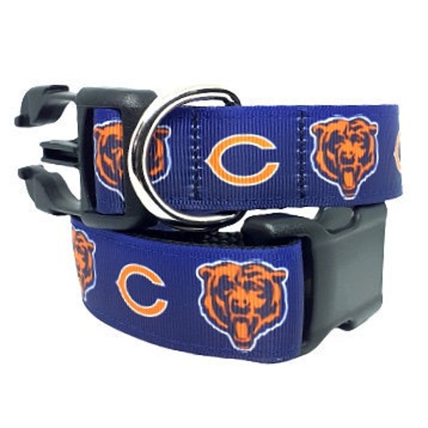 Chicago Bears Dog Collar, Football Dog Collar, NFL Dog Collar, Pet Collar, Dog Collar, 1" thick, adjustable collar