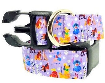 Dooney Disney Dogs Dog Collar, Disney Dog Characters, Disney Dog Collar, 3/4" & 1" thick collar, adjustable collar, matching leash