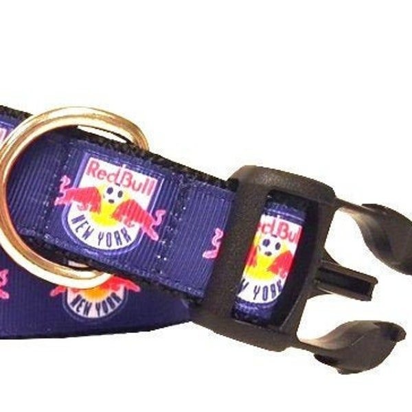 New York Red Bulls Dog Collar, Red Bulls Dog Collar, Soccer Dog Collar, NY Red Bulls Dog Collar, 1" thick collar, adjustable collar