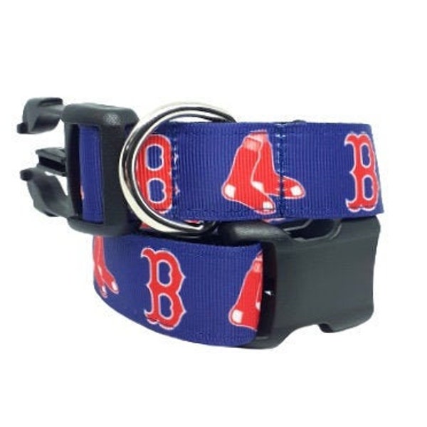 Boston Red Sox Dog Collar, MLB Dog Collar, Baseball Dog Collar, Dog Collar, 1" thick, adjustable collar