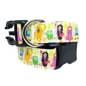Adventure Time Dog Collar, Finn the Human, Jake the Dog, Cartoon Dog Collar, TV Show Dog Collar,  1" thick, adjustable collar, leash