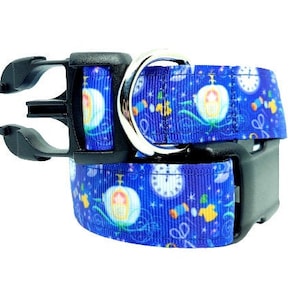 EXCLUSIVE Disney Cinderella Dog Collar, Classic Disney Movie Dog Collar, Gus Gus Dog Collar, 3/4" & 1" thick collar, adjustable, leash