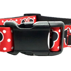 Minnie Mouse Dog Collar, Red Dotted Dog collar, Disney Dog Collar, Disney Mouse Collar, Pet Collar, 1/2 & 3/4 thick, adjustable collar image 5