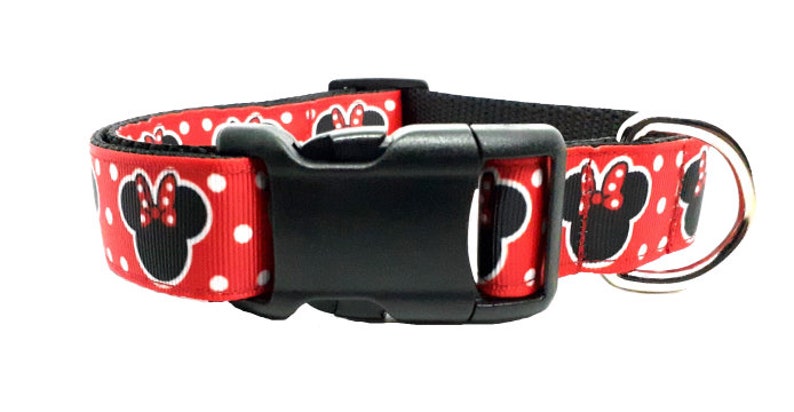 Minnie Mouse Dog Collar, Red Dotted Dog collar, Disney Dog Collar, Disney Mouse Collar, Pet Collar, 1/2 & 3/4 thick, adjustable collar image 5