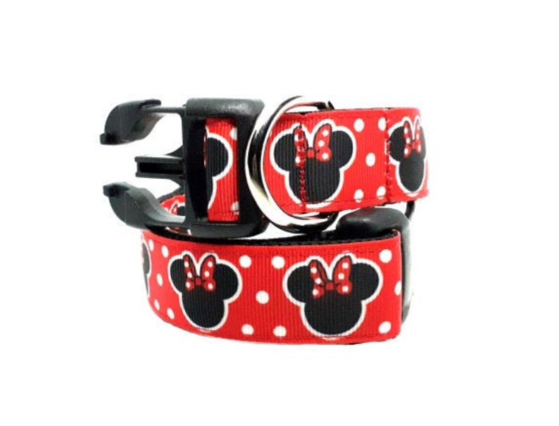 Minnie Mouse Dog Collar Red Dotted Dog Collar Disney Dog Etsy