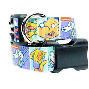 EXCLUSIVE - Nickelodeon Dog Collar, Rugrats, Hey Arnold, Ahh Real Monsters, Cartoon Collar,  1" thick, adjustable collar, matching leash