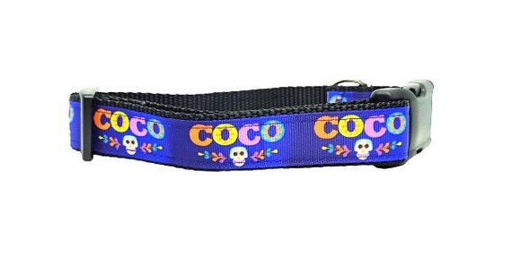 Disney Coco Dog Collar Disney Dog Collar Coco Dog Collar Day of the Dead Dog Collar 3 4 1 Thick Collar Adjustable Collar Leash Etsy