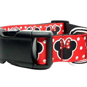 Minnie Mouse Dog Collar, Red Dotted Dog collar, Disney Dog Collar, Disney Mouse Collar, Pet Collar, 1/2 & 3/4 thick, adjustable collar image 4