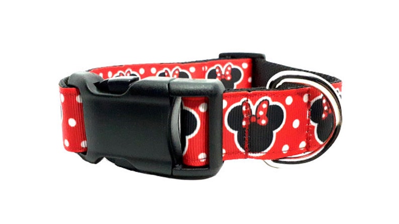 Minnie Mouse Dog Collar, Red Dotted Dog collar, Disney Dog Collar, Disney Mouse Collar, Pet Collar, 1/2 & 3/4 thick, adjustable collar image 4