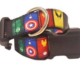 Super Hero Dog Collar, Avengers Dog Collar, Marvel Dog Collar, Big Dog Collar, Extra Large Dog Collar, 1" thick collar breakaway collar