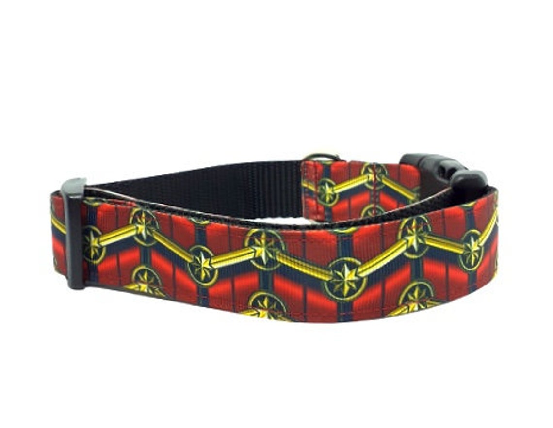 Captain Marvel Dog Collar Avengers Dog Collar Super Hero Dog Etsy
