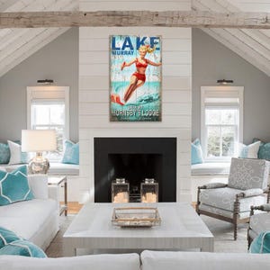 Waterski Retro Classic Ski Slalom Skier Personalized Wall Art - Wood or Metal Sign - Multiple Sizes - FREE Personalization and FREE Ship!