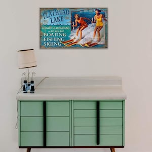 Custom Waterski Retro Classic Vintage Lake Personalized Wall Art - Wood or Metal Sign - Multiple Sizes - FREE Personalization and FREE Ship!