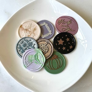 Variety Pack of Wax Seal / 10pc / Adhesive  Wax Seals / Botanical Wax Seals / Wedding Invitation Seals / Peel and Stick Seals / Floral