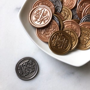 Selo de cera decorativo inicial / Selos de cera adesivos / Selos de cera de letras / Selos de convite de casamento / Selos de cera descascáveis e adesivos / Monograma