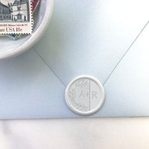 Sello de cera de monograma personalizado / Sellos de cera adhesivos / Sellos de cera de letras / Sellos de invitación de boda / Sellos de cera de cáscara y palo / Monograma
